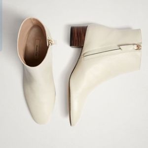 Massimo Dutti White Nappa Ankle Boots